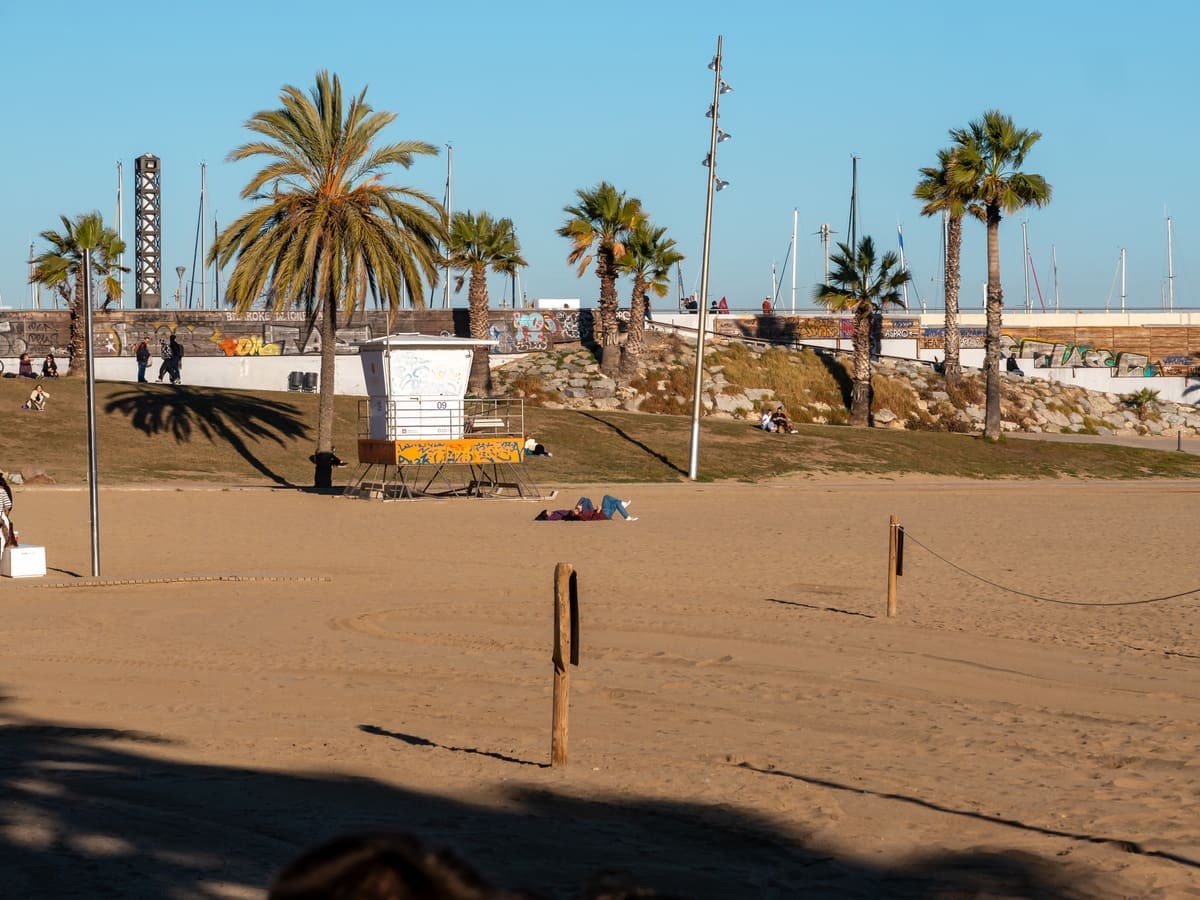 Barceloneta beach and Mediterranean waterfront in Barcelona